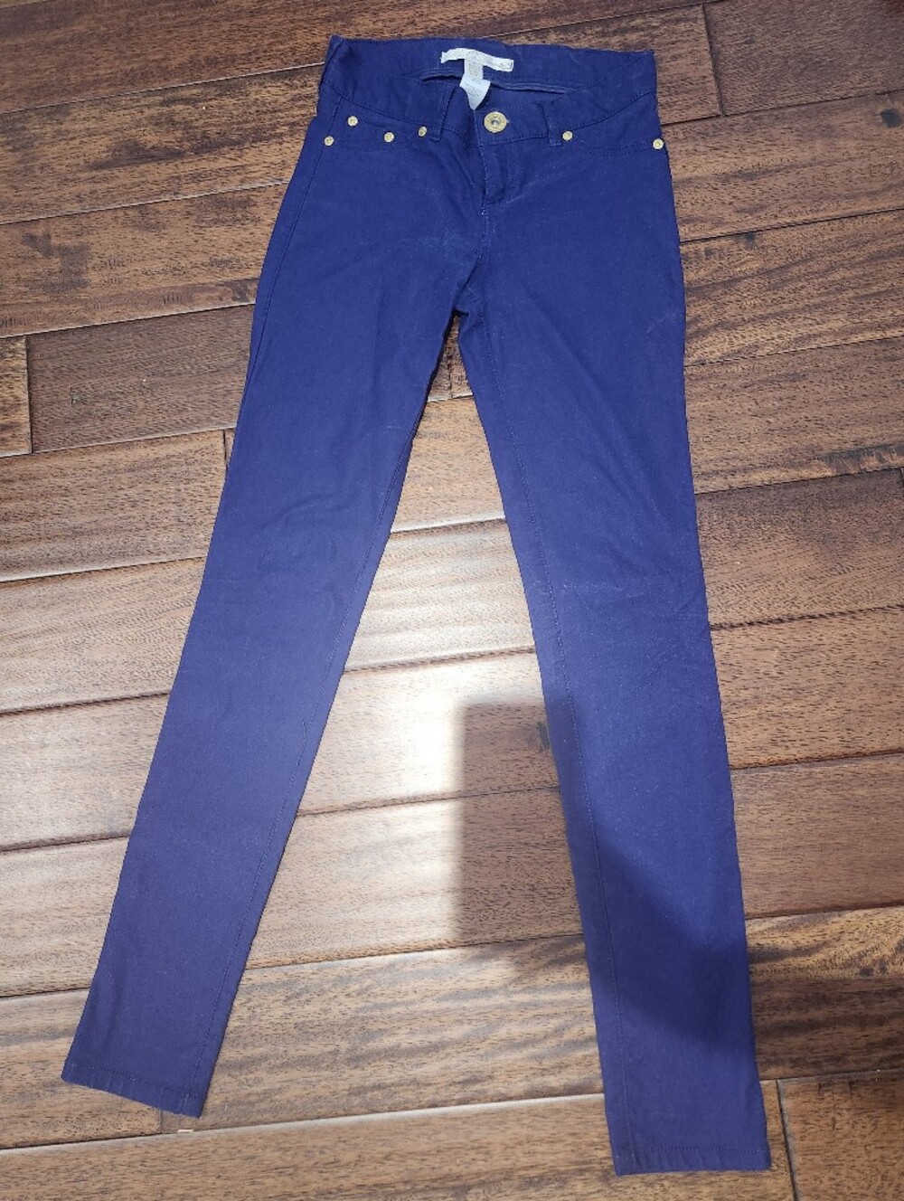 Dynamite Purple Stretch Pants with Gold Button